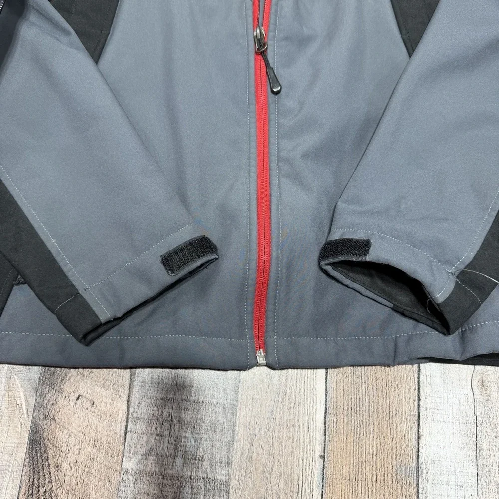 The North Face Soft Shell Jacket Mens Medium Gray Red Full Zip Fleece Lined